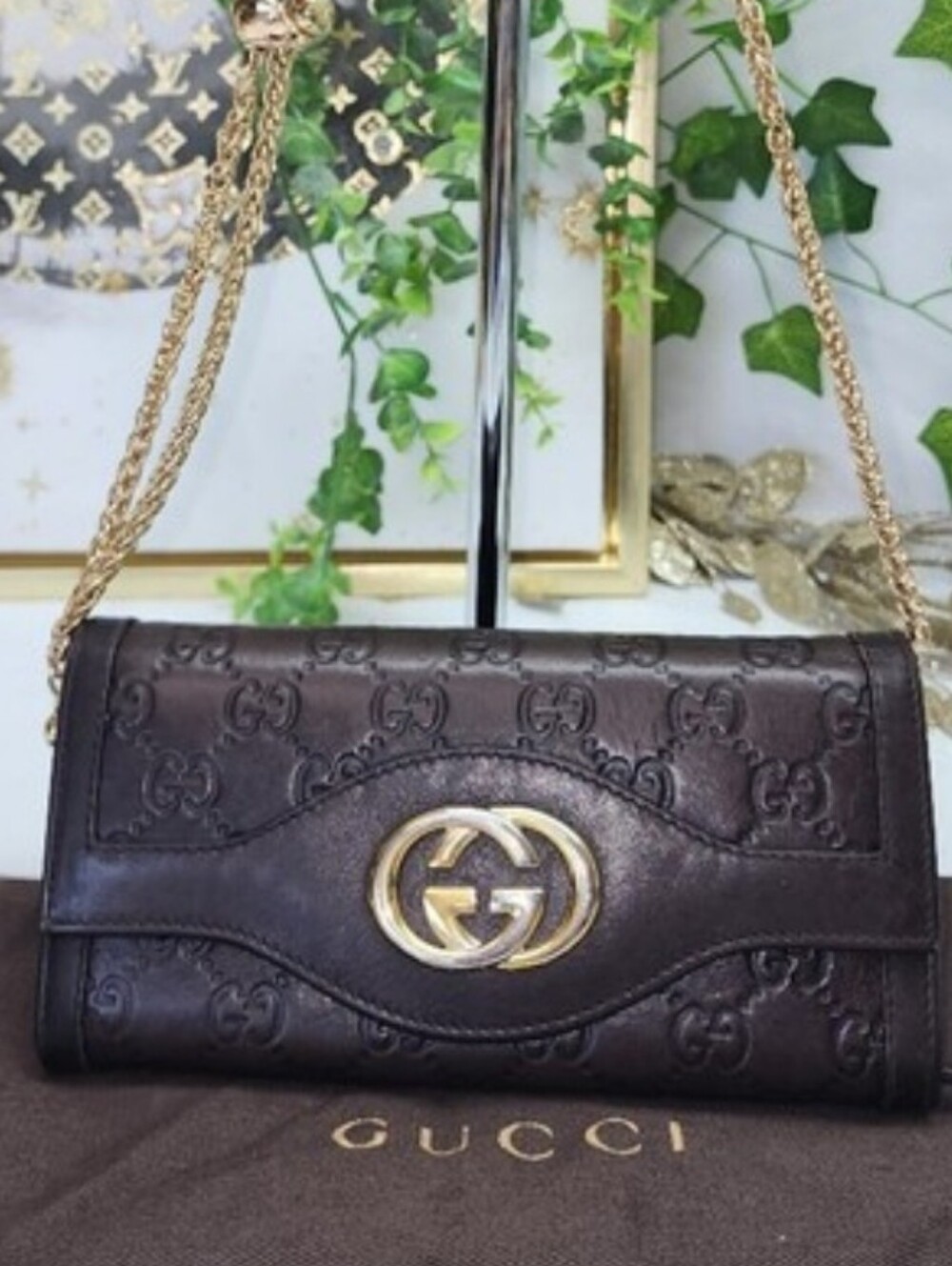 Authentucic Guccissima Sukey Continental Wallet Dark Brown W/ Dust Bag
